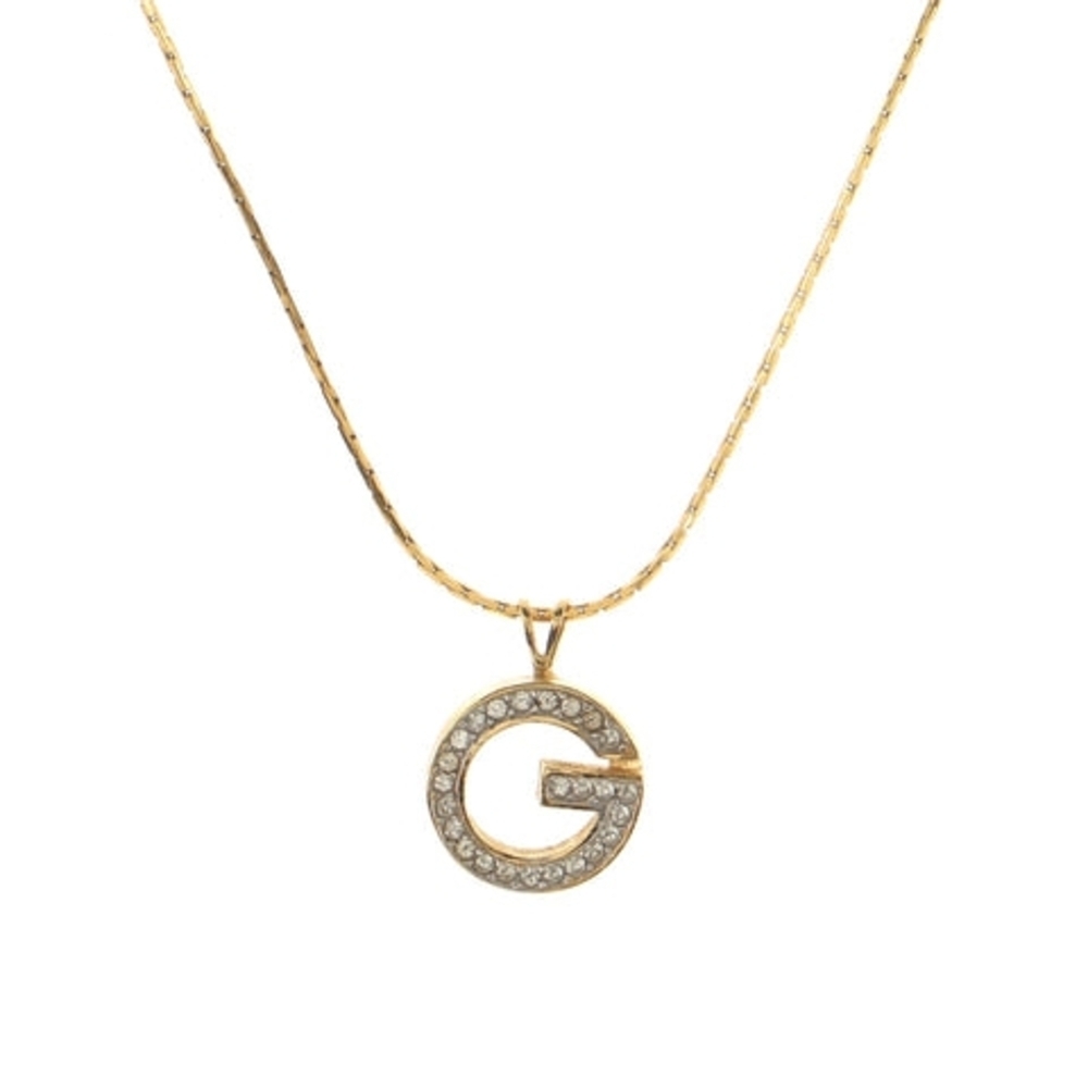 Vintage GIVENCHY 1981 Elegant Gold Authentic Pendant G Necklace